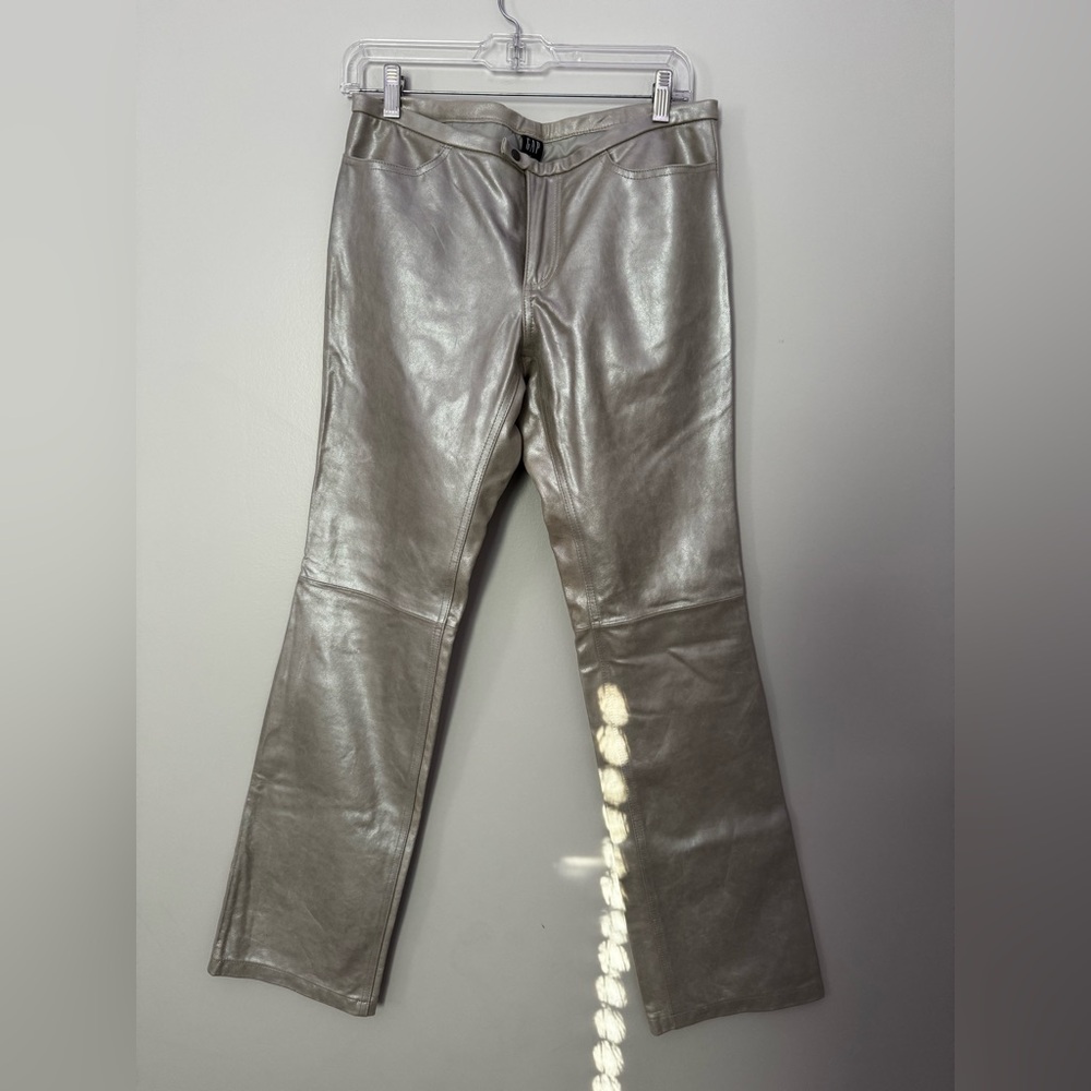 Vintage 2001 low rise metallic leather pants women’s size 6